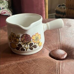 Vintage 1970s Sadler Clover Stoneware Handled Pour Pot Creamer Floral Earthtones